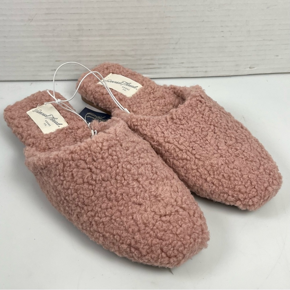 Universal Thread Margot Mules Pink Sherpa Women’s Size 10 Slip On Shoe NEW